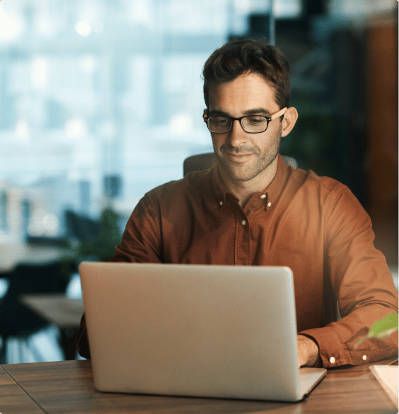 recruitment professional on laptop working