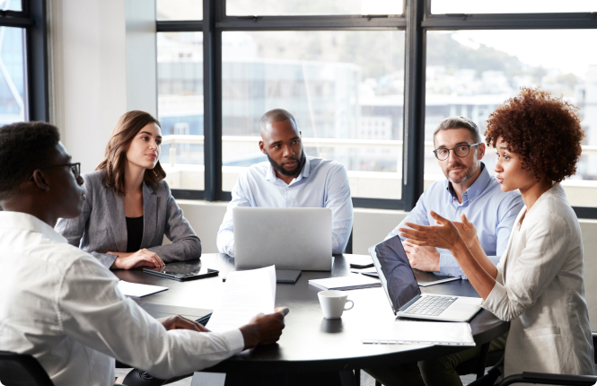 meeting between HRIS recruitment firm professionals