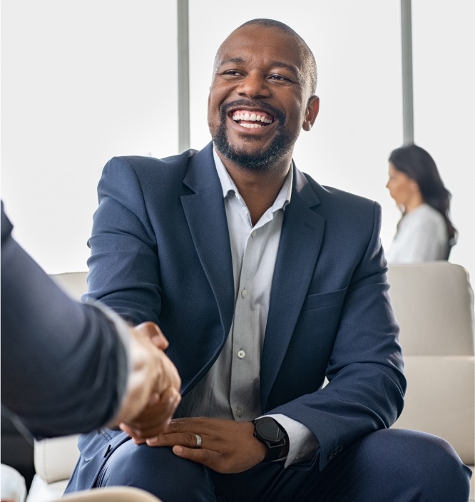 ouside sales professional shaking hands with recruiter
