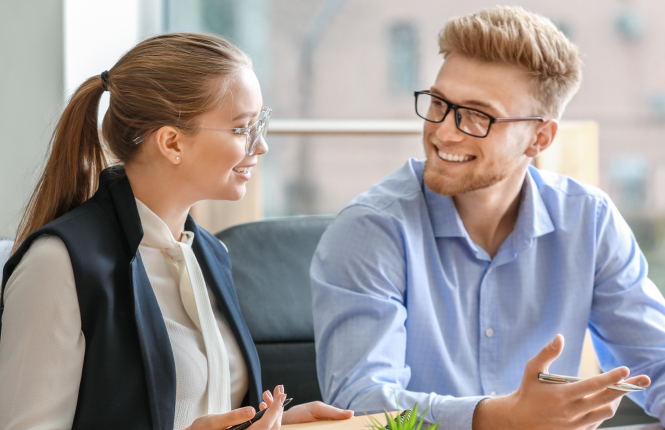 two accounts payable recruitment professionals talking