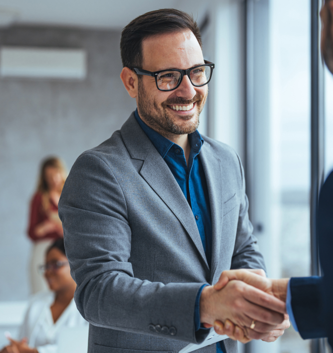 sales candidate shaking hands