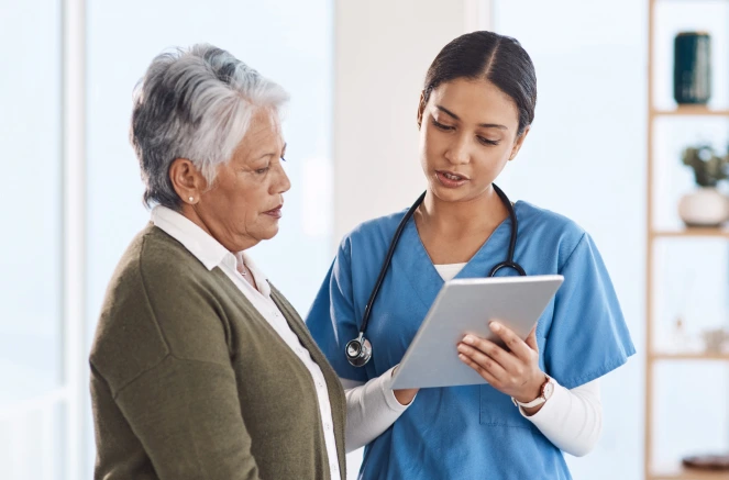 healthcare candidate working healthcare recruiter meets with candidate