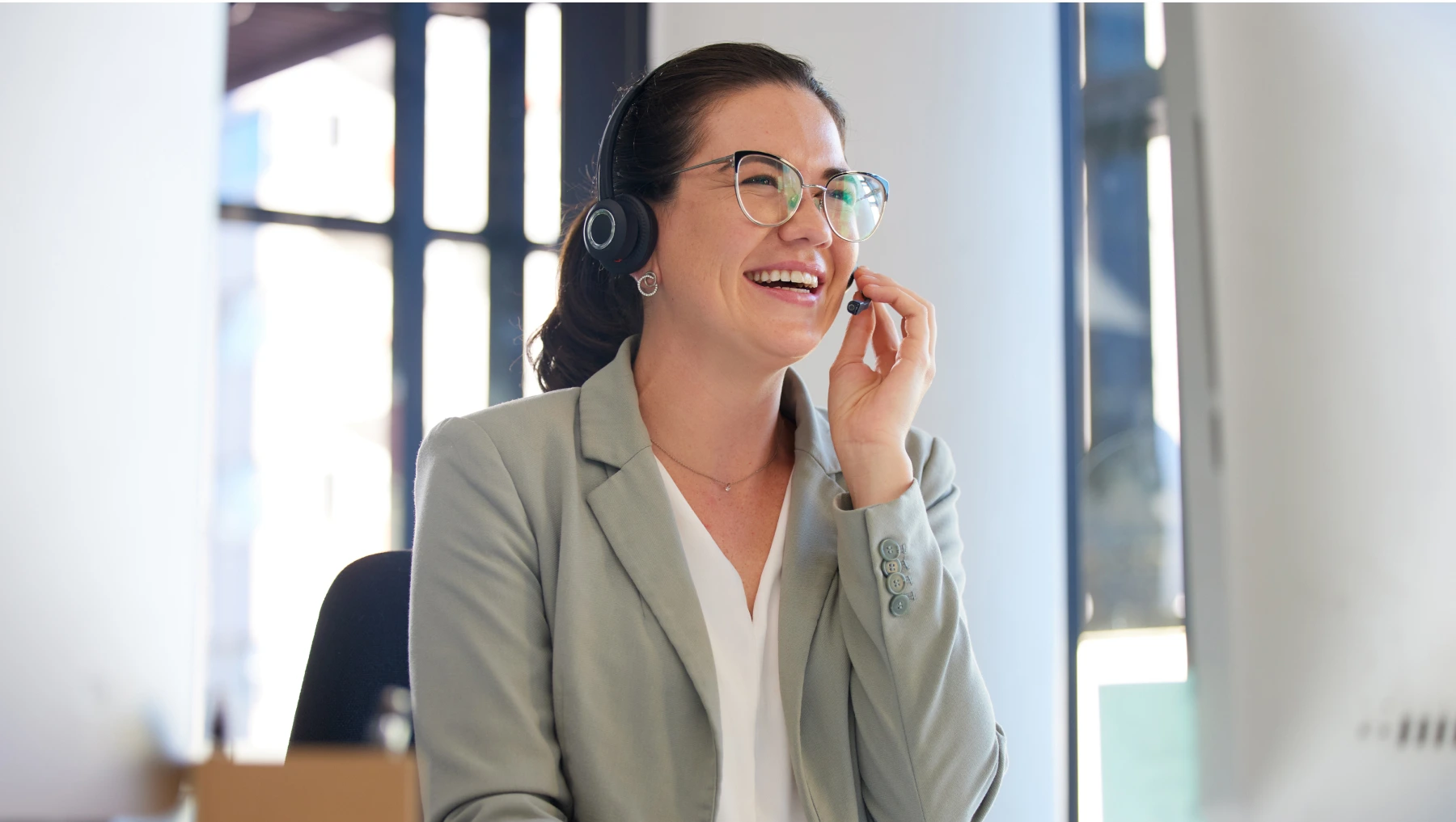 sales staffing recruiter speaking on headset