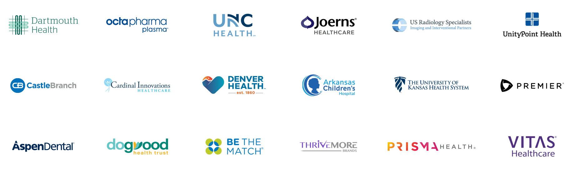 out client logos from healthcare