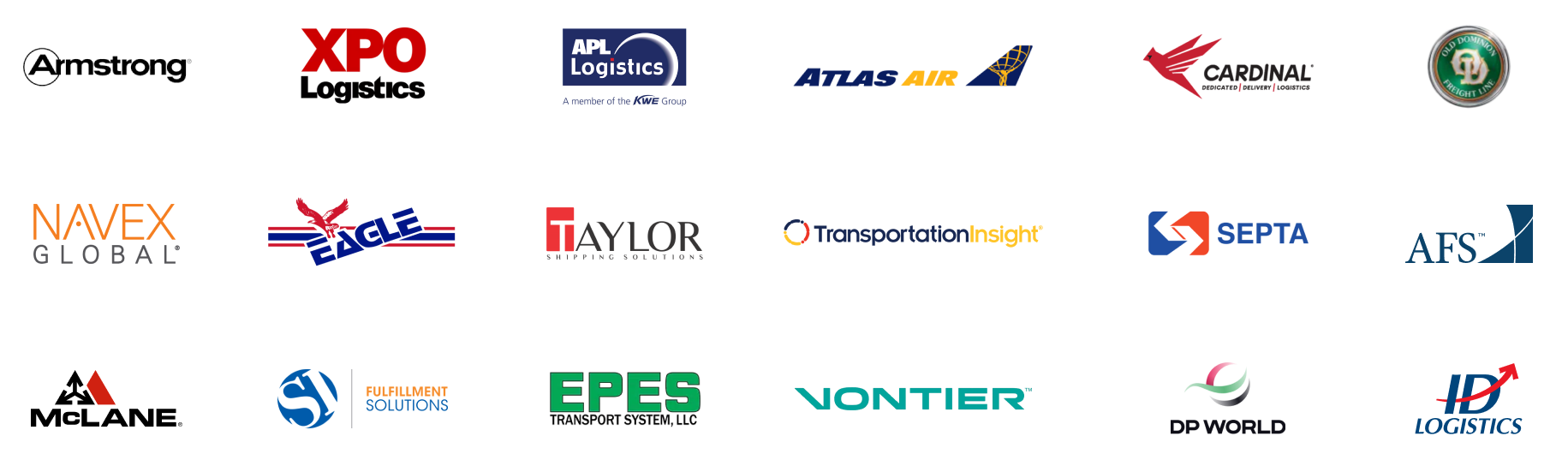 our client logos from logistics and transportation