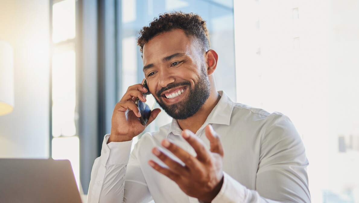 contract staffed employee working project staffing service provider on the phone