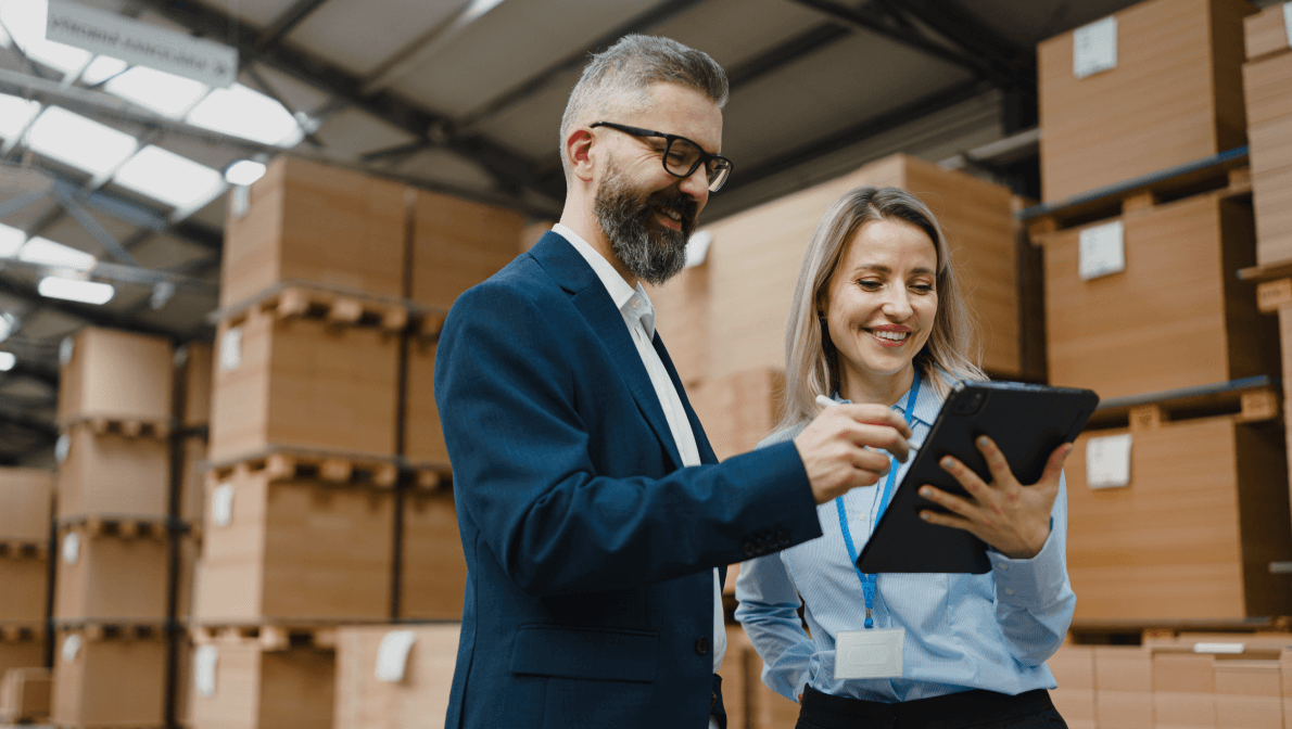 supply chain professionals in warehouse