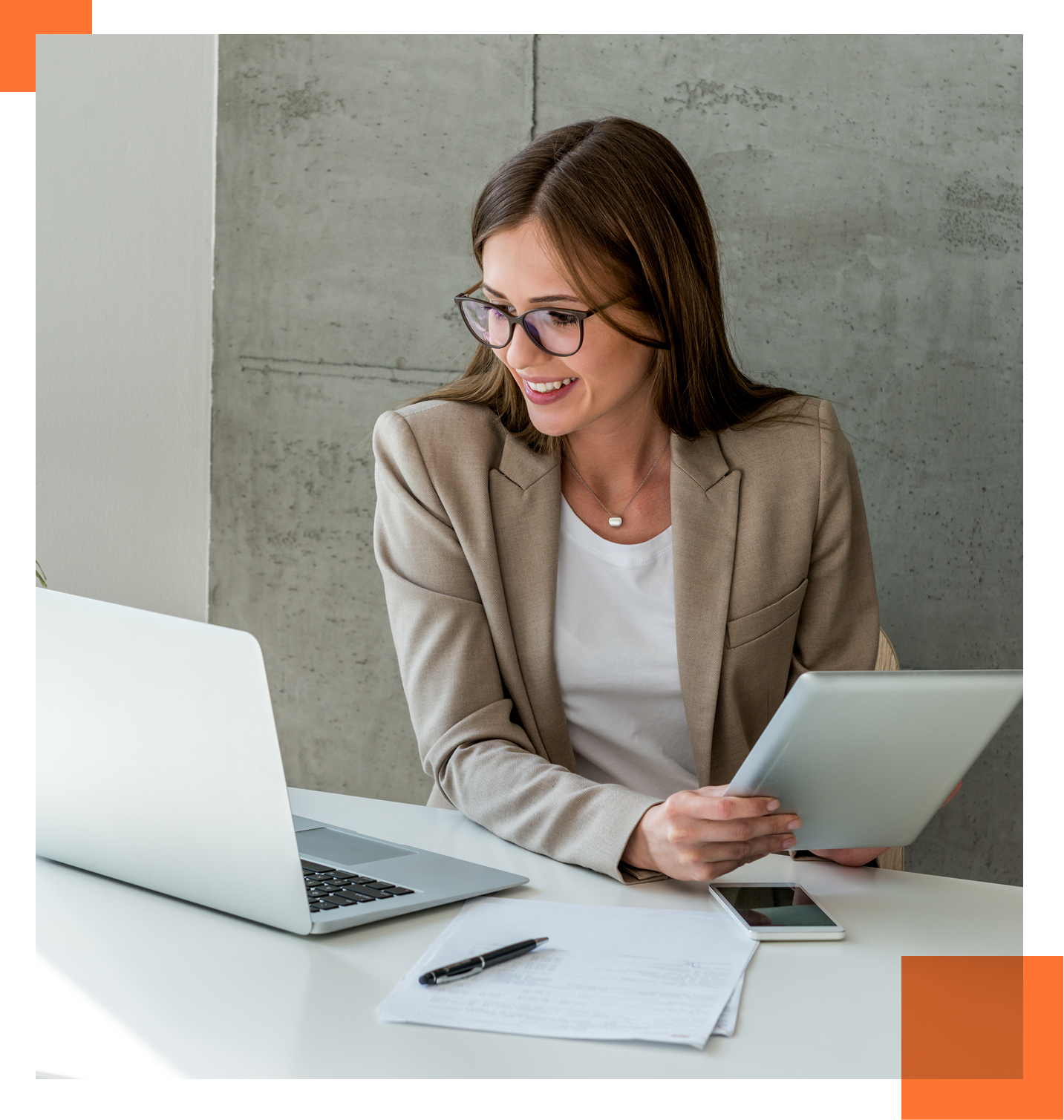 female consultant looking at laptop