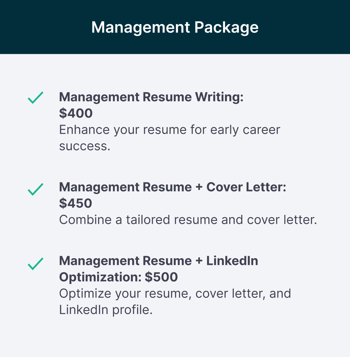 Management Package Resume Writing Services