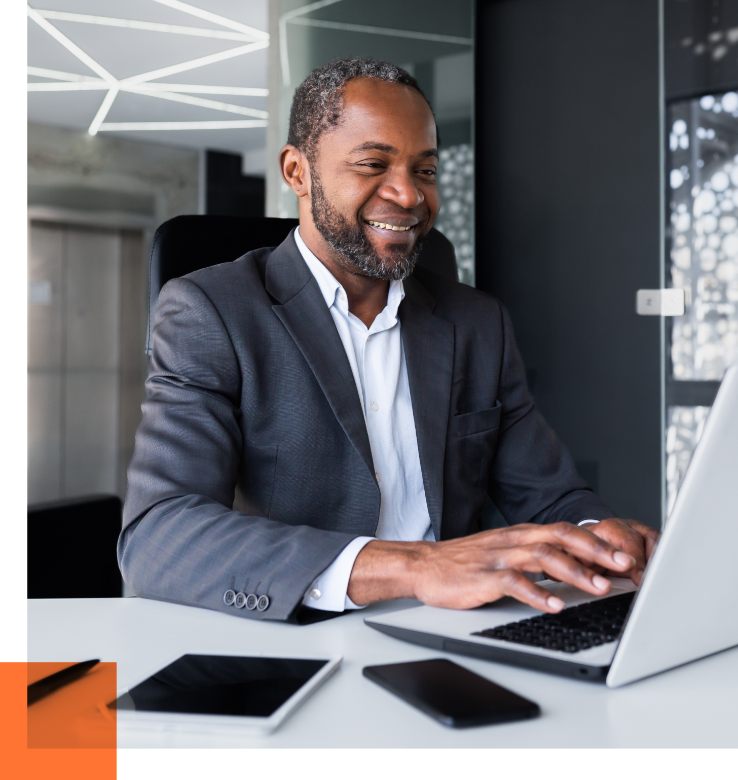 Male executive on computer