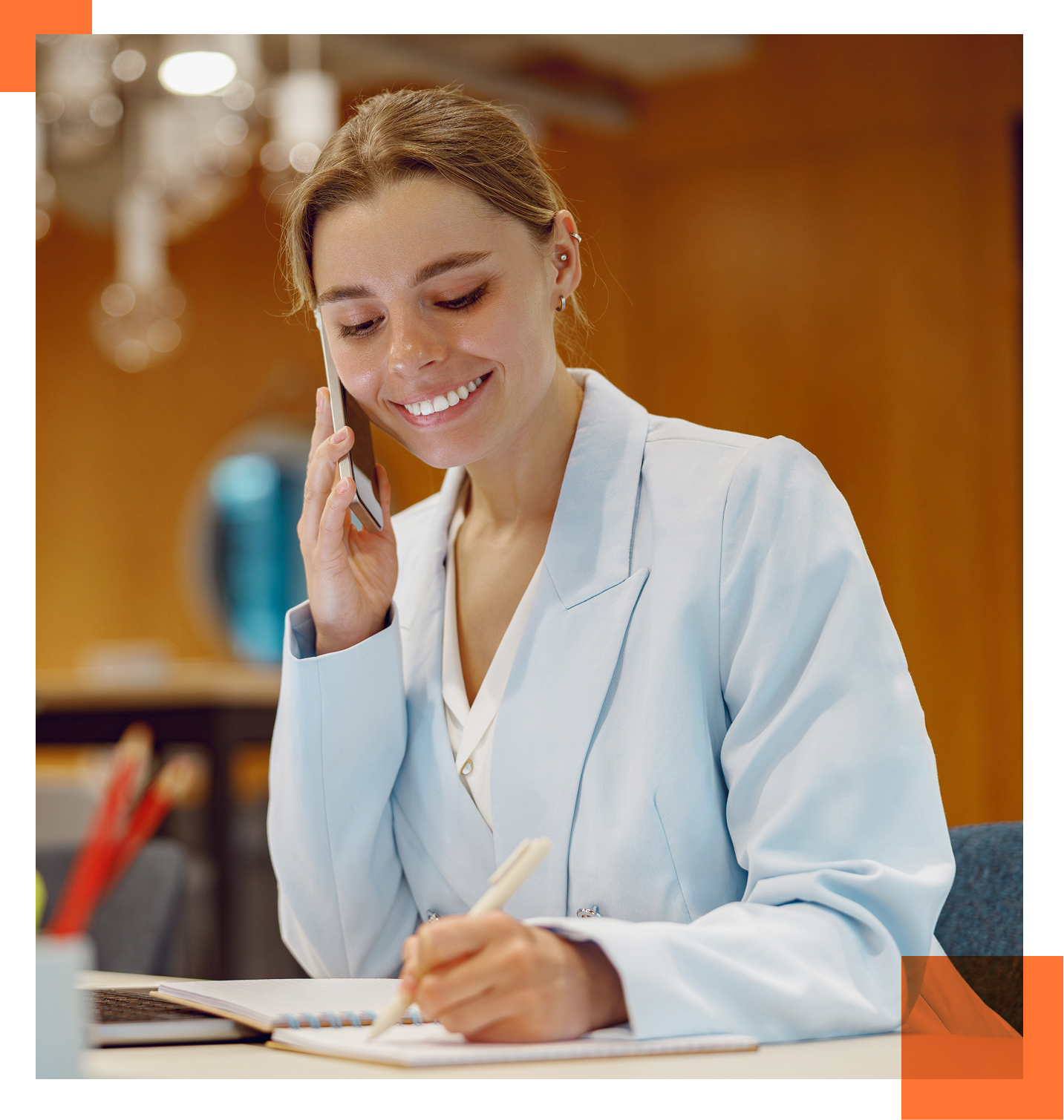 Female consultant on the phone